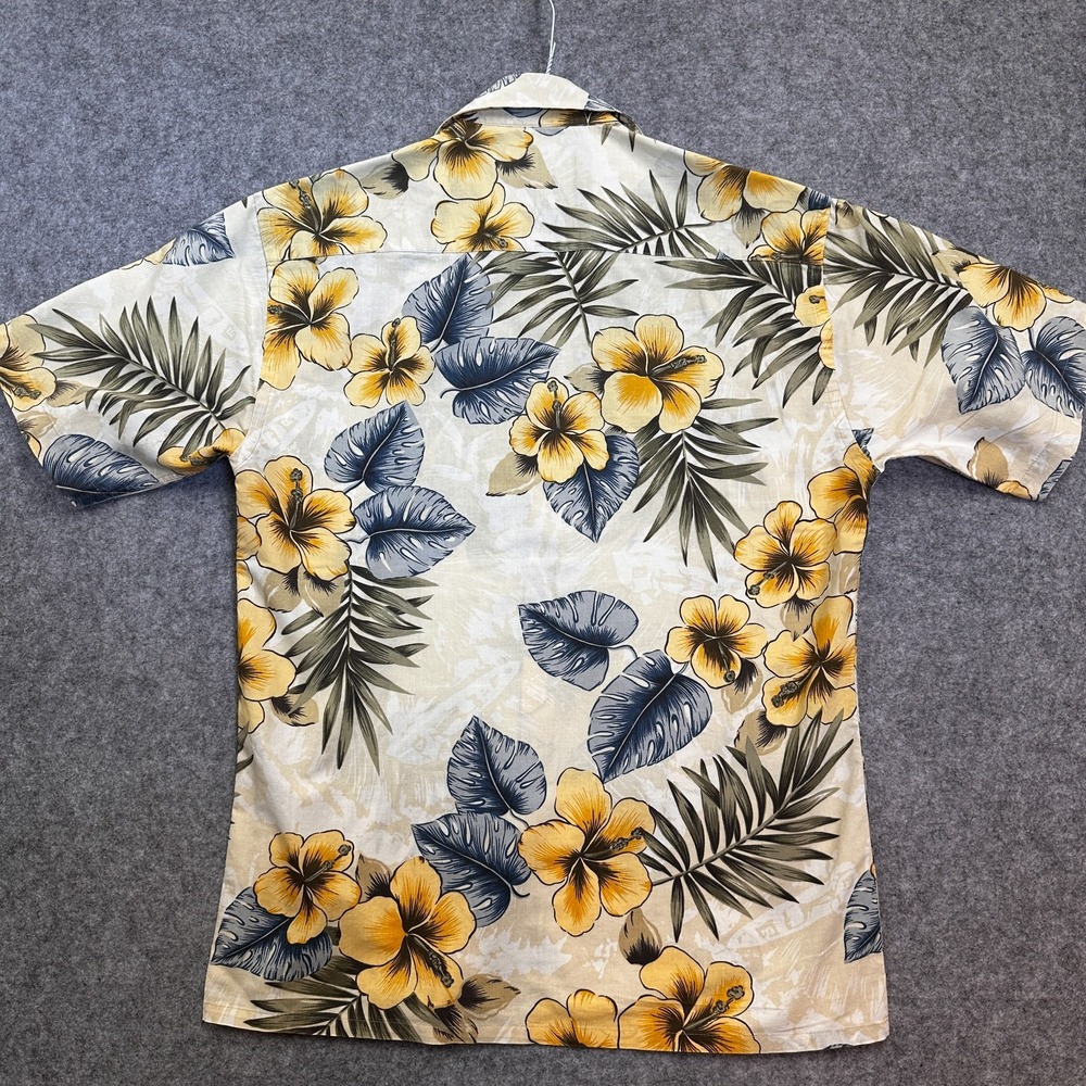 Campia Moda Hawaiian Aloha Shirt Men's S Yellow Hibiscus Vintage 90s - Y2K - Picture 8 of 8